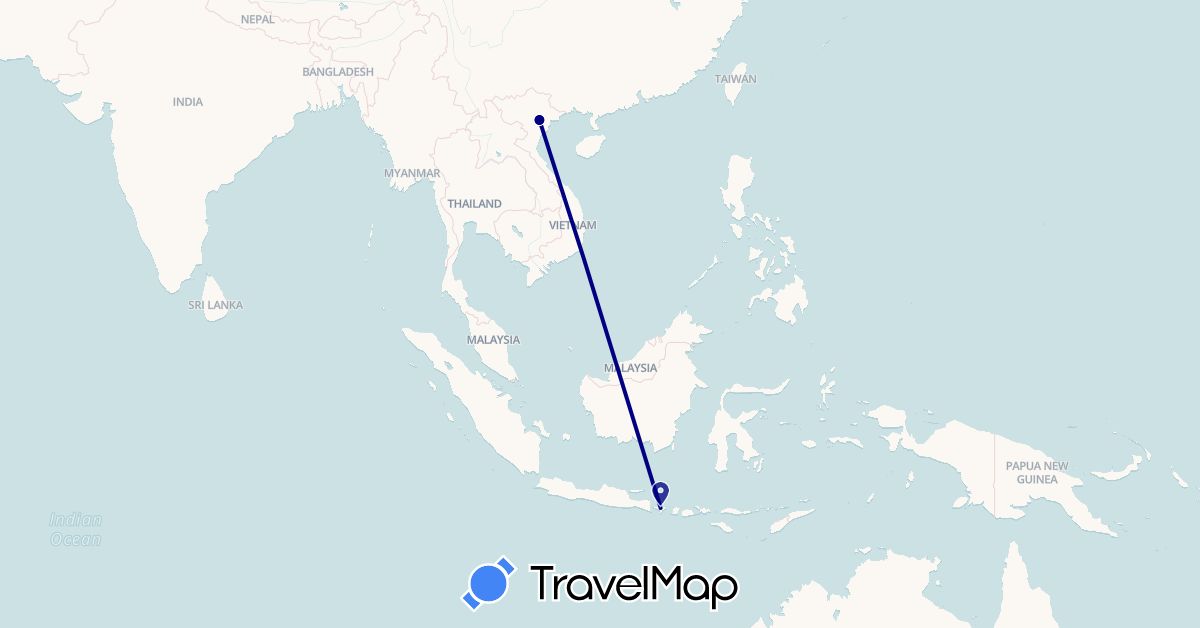 TravelMap itinerary: driving in Indonesia, Vietnam (Asia)
